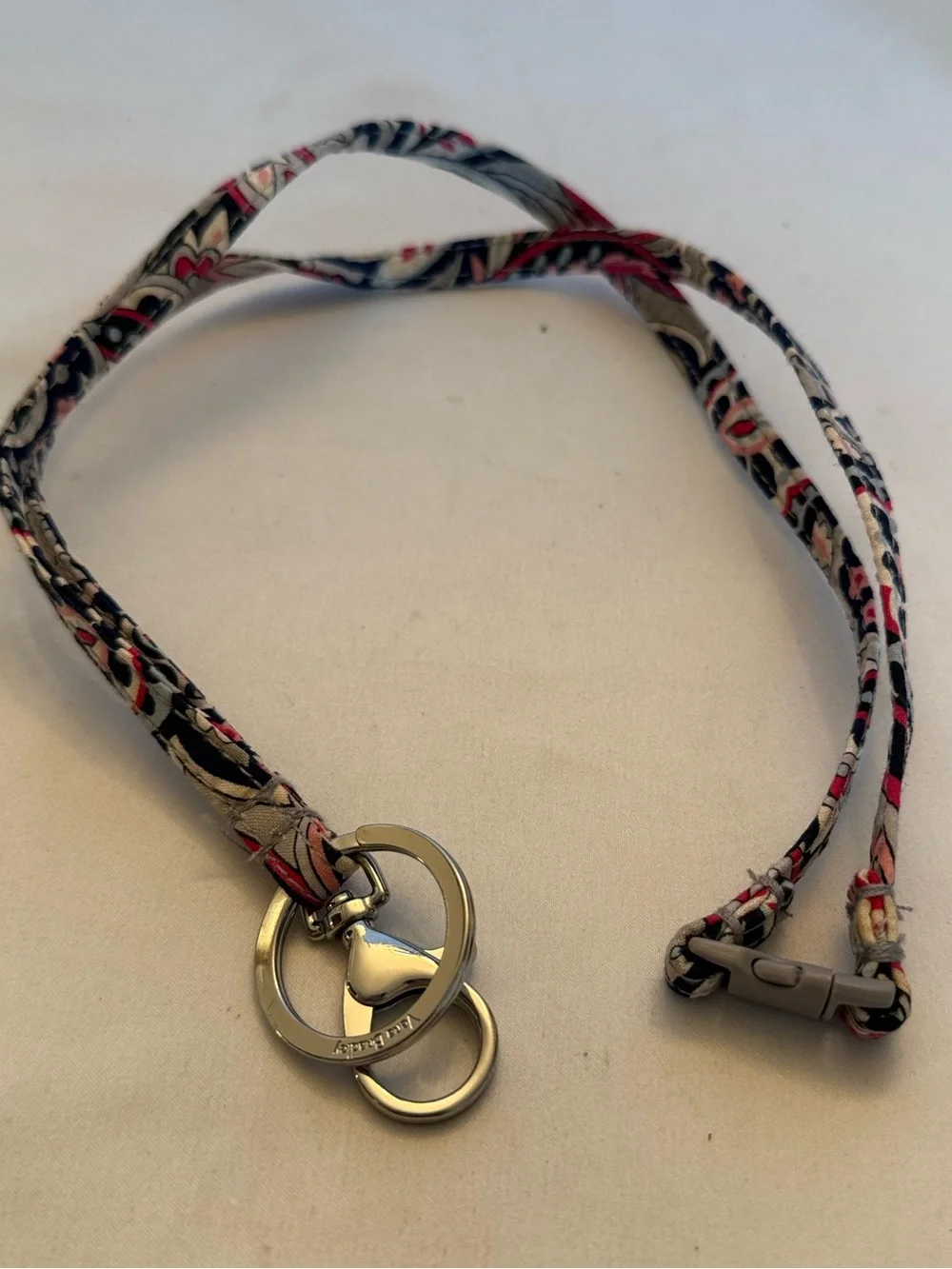 Vera Bradley Floral Print Lanyard Key & Card Holder - Pink/Blue/Cream